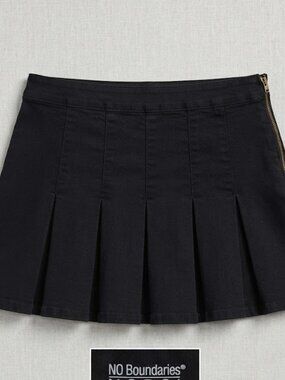 NWOT No Boundaries Black Pleated Skater Skirt Side Zip Plus Size 17